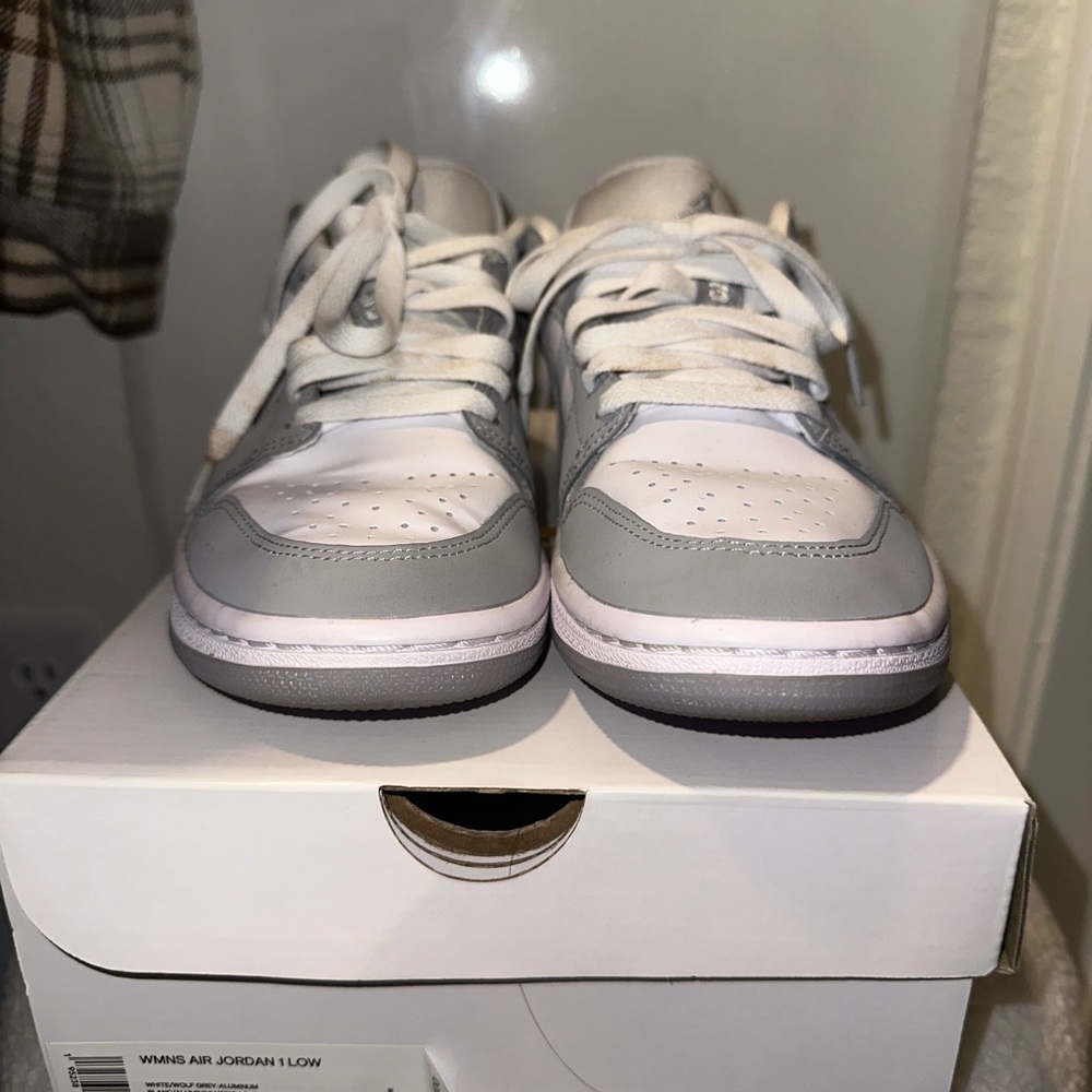 Kids Jordan Low White and Gray Sneakers